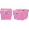 Household Essentials 19KDBLK-1 Medium Tapered Decorative Storage Bins | 2 Pack Set Cubby Baskets | Black and White Mini-Dots(Pink With Dots)