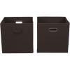 Household Essentials 2 Pack Open Storage Bins with Dual Handles, 13 x 12 x 13, Chocolate Brown