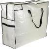 Household Essentials 2622 MightyStor Large Storage Bag with Handles | Clothing and Linen Storage Bag | White Tarp with Black Trim(Large (Pack of 12))