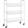 Household Essentials 3-Tier Slim Storage Cart, Heavy-Duty Steel Frame, Smooth Casters with Locks, Powder Coat Finish, Arched Handles, Easy to Assemble, Modern, Compact, Black(White)