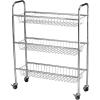 Household Essentials 3-Tier Slim Storage Cart, Heavy-Duty Steel Frame, Smooth Casters with Locks, Powder Coat Finish, Arched Handles, Easy to Assemble, Modern, Compact, Black(Chrome)