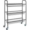 Household Essentials 3-Tier Slim Storage Cart, Heavy-Duty Steel Frame, Smooth Casters with Locks, Powder Coat Finish, Arched Handles, Easy to Assemble, Modern, Compact, Black(Black)