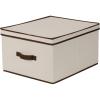 Household Essentials 510-3 Vision Storage Boxes with Lids | 3 Piece Set | Natural Canvas with Brown Trim(Jumbo – 16″W x 19″D)