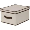 Household Essentials 510-3 Vision Storage Boxes with Lids | 3 Piece Set | Natural Canvas with Brown Trim(Large – 12″W x 15″D)