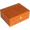 Household Essentials Fabric 2-Layer Jewelry Organizer Box with Clasp Closure, Black(Caramel)