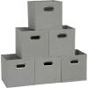 Household Essentials Foldable Fabric Storage Cubes 6-Pack – 11x11x11 Stackable Non-Woven Bins with Chipboard Sides & Grommet Handles – Closet, Shelf, Nursery, or Office Organizer – Burgundy(Gray)