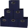 Household Essentials Foldable Fabric Storage Cubes 6-Pack – 11x11x11 Stackable Non-Woven Bins with Chipboard Sides & Grommet Handles – Closet, Shelf, Nursery, or Office Organizer – Burgundy(Navy)