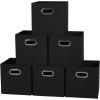 Household Essentials Foldable Fabric Storage Cubes 6-Pack – 11x11x11 Stackable Non-Woven Bins with Chipboard Sides & Grommet Handles – Closet, Shelf, Nursery, or Office Organizer – Burgundy(Black)