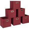 Household Essentials Foldable Fabric Storage Cubes 6-Pack – 11x11x11 Stackable Non-Woven Bins with Chipboard Sides & Grommet Handles – Closet, Shelf, Nursery, or Office Organizer – Burgundy(Burgundy)