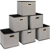 Household Essentials Foldable Fabric Storage Cubes 6-Pack – 11x11x11 Stackable Non-Woven Bins with Chipboard Sides & Grommet Handles – Closet, Shelf, Nursery, or Office Organizer – Burgundy(White and Black)
