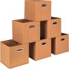 Household Essentials Foldable Fabric Storage Cubes 6-Pack – 11x11x11 Stackable Non-Woven Bins with Chipboard Sides & Grommet Handles – Closet, Shelf, Nursery, or Office Organizer – Burgundy(Terracotta)