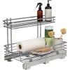 Household Essentials Glidez Multipurpose Chrome-Plated Steel Pull-Out/Slide-Out Storage Organizer for Cookware and Bakeware – Fits Standard Size Cabinet or Shelf, Chrome(Undersink)