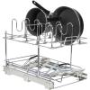 Household Essentials Glidez Multipurpose Chrome-Plated Steel Pull-Out/Slide-Out Storage Organizer for Cookware and Bakeware – Fits Standard Size Cabinet or Shelf, Chrome(Lid Organizer)