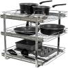 Household Essentials Glidez Multipurpose Chrome-Plated Steel Pull-Out/Slide-Out Storage Organizer for Cookware and Bakeware – Fits Standard Size Cabinet or Shelf, Chrome(Triple Slide)