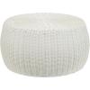 Household Essentials Handwoven Resin Storage Stool Ottoman, 16″ Dia. x 9″ H, Brown(White)