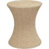 Household Essentials Handwoven Water Hyacinth Wicker Stool with Hourglass Shape, Natural(Cream Paper Rope)