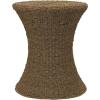Household Essentials Handwoven Water Hyacinth Wicker Stool with Hourglass Shape, Natural(Natural Seagrass)