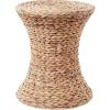 Household Essentials Handwoven Water Hyacinth Wicker Stool with Hourglass Shape, Natural(White Water Hyacinth)