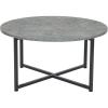 Household Essentials Jamestown Round Coffee Table Ashwood Rustic Wood Grain and Black Metal 31.5 x 31.5, Taupe(Grey)