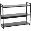Household Essentials Jamestown Wide 3 Shelf Open Storage Bookshelf Coastal Oak Rustic Wood Grain and White Metal(Black Oak)