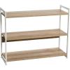 Household Essentials Jamestown Wide 3 Shelf Open Storage Bookshelf Coastal Oak Rustic Wood Grain and White Metal(Coastal Oak)