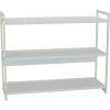 Household Essentials Jamestown Wide 3 Shelf Open Storage Bookshelf Coastal Oak Rustic Wood Grain and White Metal(Scandinavian White)