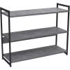 Household Essentials Jamestown Wide 3 Shelf Open Storage Bookshelf Coastal Oak Rustic Wood Grain and White Metal(Slate)