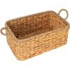 Household Essentials Rectangular Handwoven Water Hyacinth and Seagrass Basket with Handles, Natural