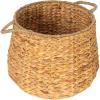 Household Essentials Round Handwoven Water Hyacinth and Seagrass Basket with Handles, Natural
