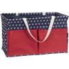 Household Essentials Sea Shell Krush Container All-Purpose Utility Tote with Pockets(Red  White  Blue)