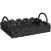 Household Essentials Seagrass Tray with Scalloped Edge, Natural(Black Paper Rope)