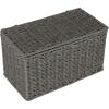 Household Essentials Small Handwoven Paper Rope Wicker Basket with Lid, Black(Grey)