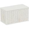 Household Essentials Small Handwoven Paper Rope Wicker Basket with Lid, Black(White)