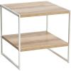 Household Essentials Square Wooden Side Table/End Table With Storage Shelf, Ashwood(Coastal Oak Finish)