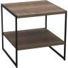 Household Essentials Square Wooden Side Table/End Table With Storage Shelf, Ashwood(Taupe)