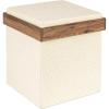 Household Essentials Versatile Boucle Ottoman with Hidden Storage, Brown(Cream)