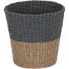 Household Essentials Wicker Waste Basket, Woven Leaf Basket with Wire Frame, Trash Bin or Storage Basket for Bedroom, Bathroom, Office and More(Grey Cattail)