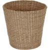 Household Essentials Wicker Waste Basket, Woven Leaf Basket with Wire Frame, Trash Bin or Storage Basket for Bedroom, Bathroom, Office and More(Natural Cattail)