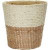 Household Essentials Wicker Waste Basket, Woven Leaf Basket with Wire Frame, Trash Bin or Storage Basket for Bedroom, Bathroom, Office and More(Natural/Cream)