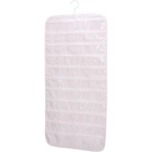 Household Essentials 01943 Hanging Jewelry Organizer – 80-Pockets for Necklaces, Bracelets, and Accessories – White Vinyl