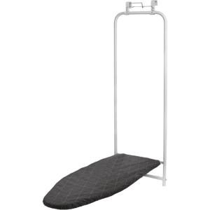 Household Essentials 144222 Over The Door Small Ironing Board with Iron Holder, Natural Cotton Cover Silver(White)