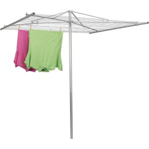 Household Essentials 17130-1 Rotary Outdoor Umbrella Drying Rack | Aluminum | 30-Lines with 210 ft. Clothesline,Silver(62.0″L x 72.0″W x 72.0″H)
