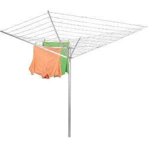Household Essentials 17130-1 Rotary Outdoor Umbrella Drying Rack | Aluminum | 30-Lines with 210 ft. Clothesline,Silver(73.0″L x 73.0″W x 72.0″H)