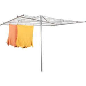 Household Essentials 17130-1 Rotary Outdoor Umbrella Drying Rack | Aluminum | 30-Lines with 210 ft. Clothesline,Silver(84.0″L x 72.0″W x 72.0″H)