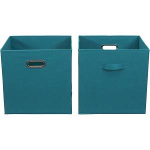 Household Essentials 2 Pack Open Storage Bins with Dual Handles, 13 x 12 x 13, Aqua