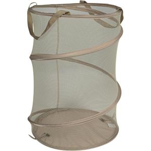 Household Essentials 2027-1 Pop-Up Collapsible Mesh Laundry Hamper | Charcoal(Beige)