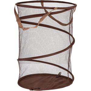 Household Essentials 2027-1 Pop-Up Collapsible Mesh Laundry Hamper | Charcoal(Brown)