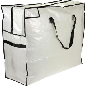 Household Essentials 2622 MightyStor Large Storage Bag with Handles | Clothing and Linen Storage Bag | White Tarp with Black Trim(Large (Pack of 12))