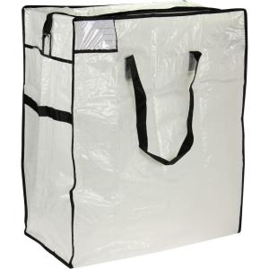 Household Essentials 2622 MightyStor Large Storage Bag with Handles | Clothing and Linen Storage Bag | White Tarp with Black Trim(Medium (Pack of 12))