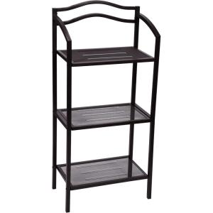 Household Essentials 2-Tier Metal Wall Mount Bathroom Storage Rack, Silver(Brown)